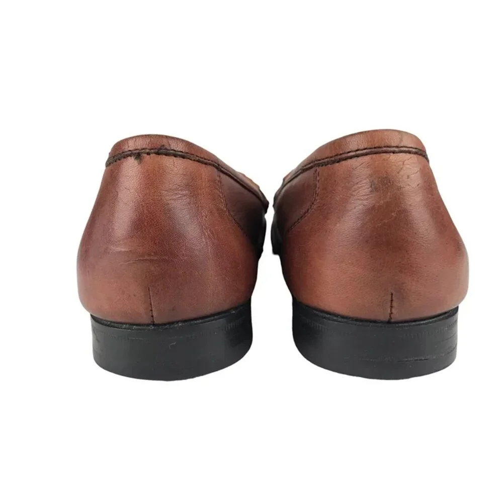 Florsheim Mens Brown Leather Almond Toe Slip on‎ Classic Moccasin Size US 8D